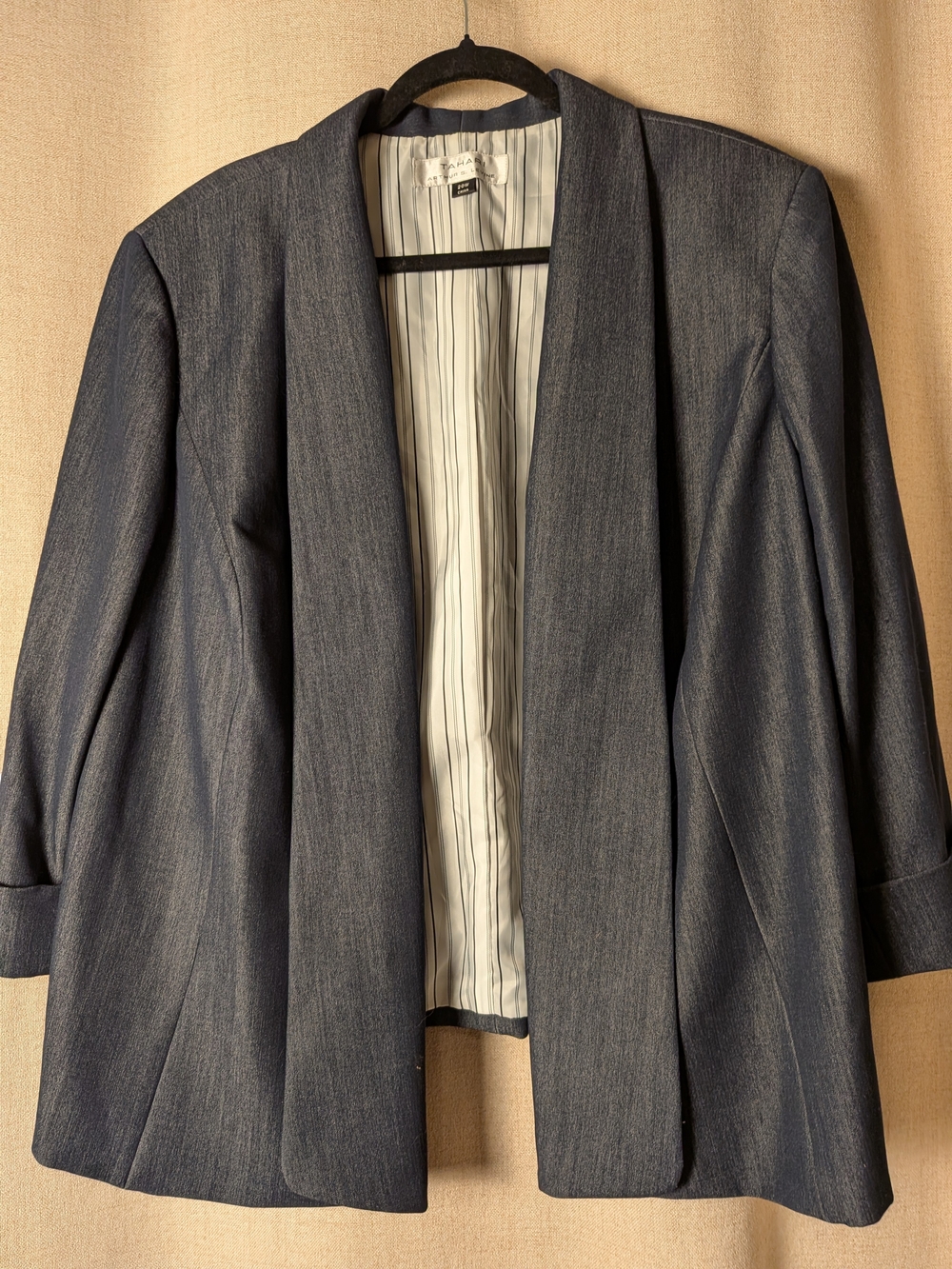 Open Front Blazer Jacket 20W Blue Career Office Plus Size